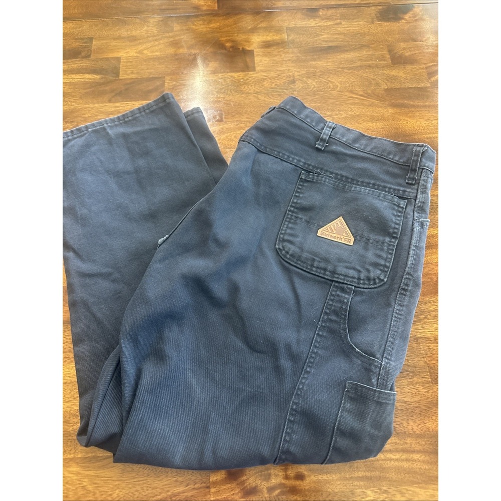 Bulwark FR Carpenter Pants Men's 42x31 Blue Workwear Canvas